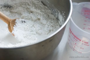 Mixing flour and water