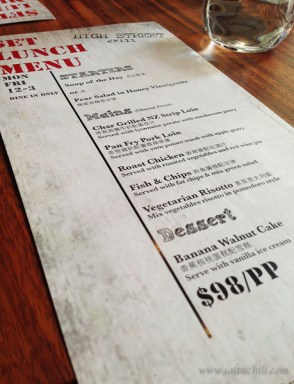 High Street Grill Menu
