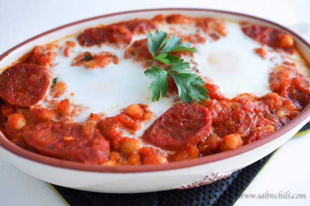 Spanish Baked Eggs and Chorizo