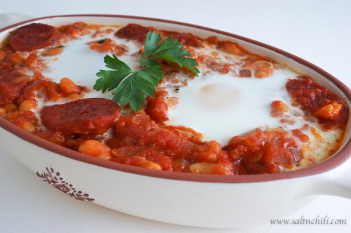 Spanish Baked Eggs and Chorizo