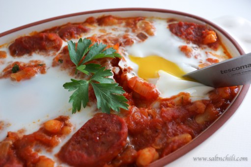 Spanish Baked Eggs and Chorizo