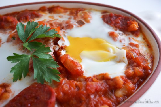 Spanish Baked Eggs and Chorizo