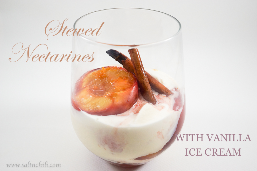 Stewed Nectarines and Ice Cream
