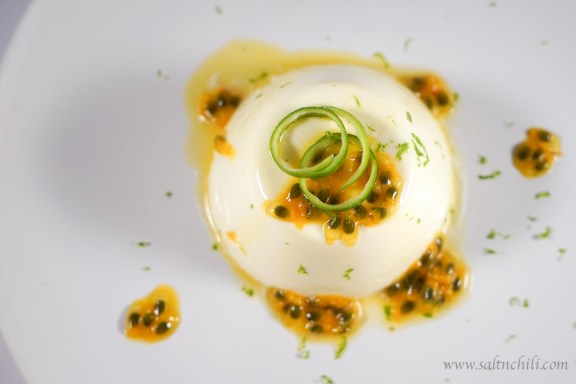 Kaffir Lime Panna Cotta with Passion Fruit
