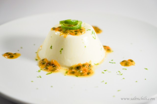 Kaffir Lime Panna Cotta with Passion Fruit